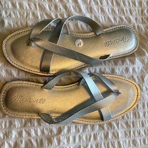 Madewell Womens Silver Leather Sandals - New